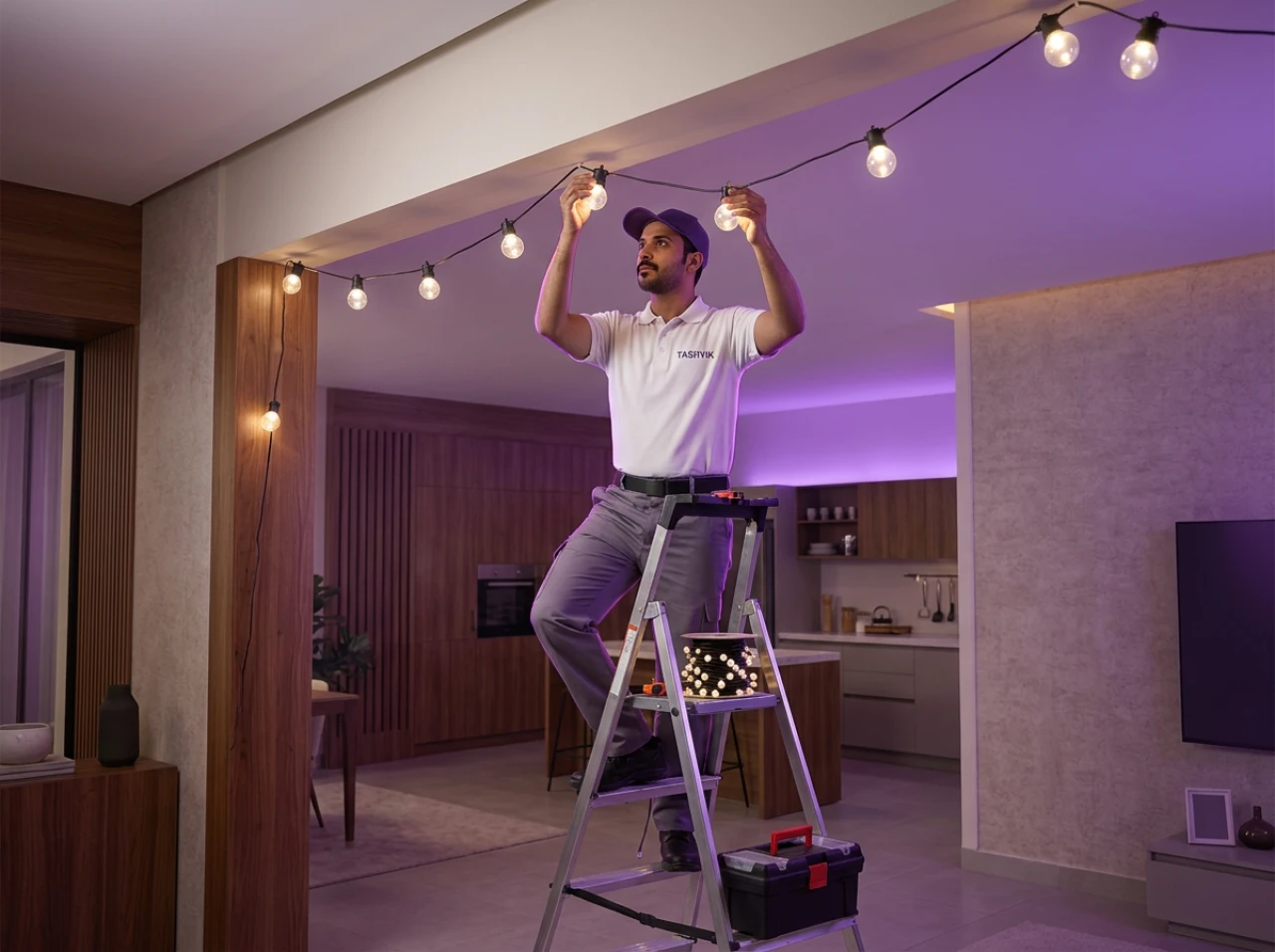 Service installation d'éclairage décoratif