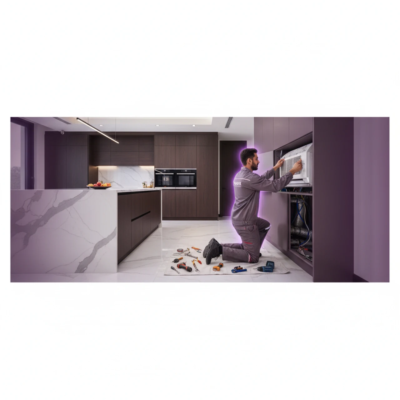 Installing a cabinet air conditioner service