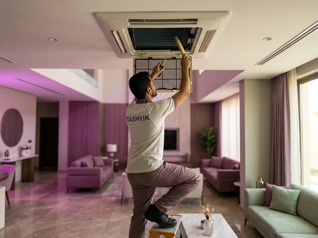 Hidden air conditioner wash service