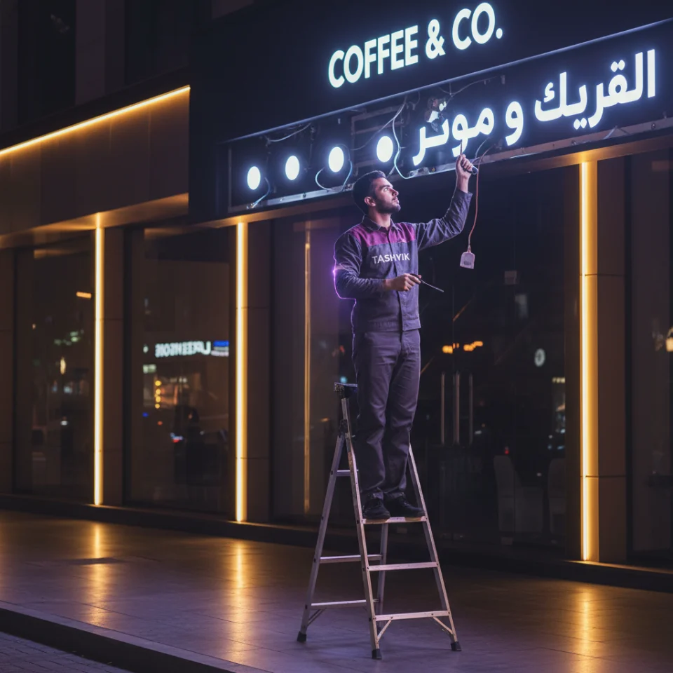 صيانة لوحة إعلانية مضيئة