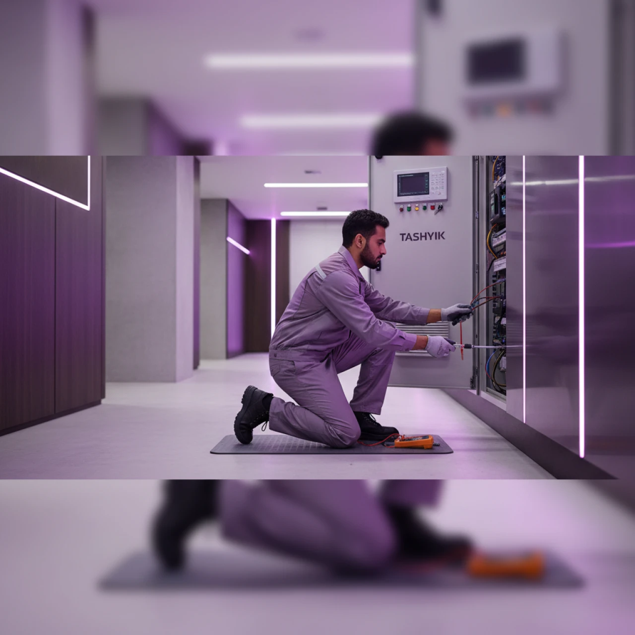A dedicated technician from the Czech Republic during a weekly maintenance visit to a large facility.