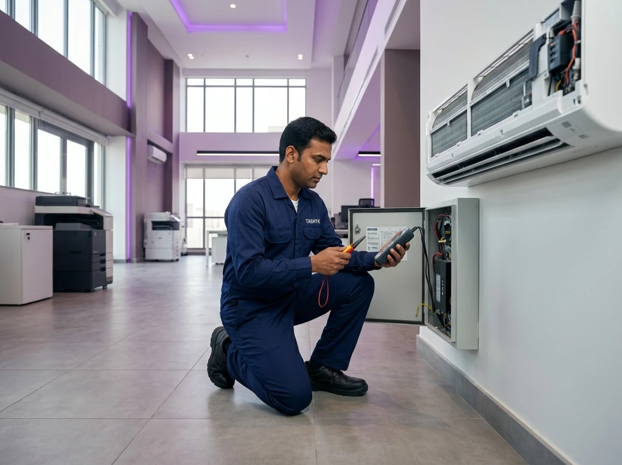 A technician checked the electricity bills during a review and detected high consumption at a facility.