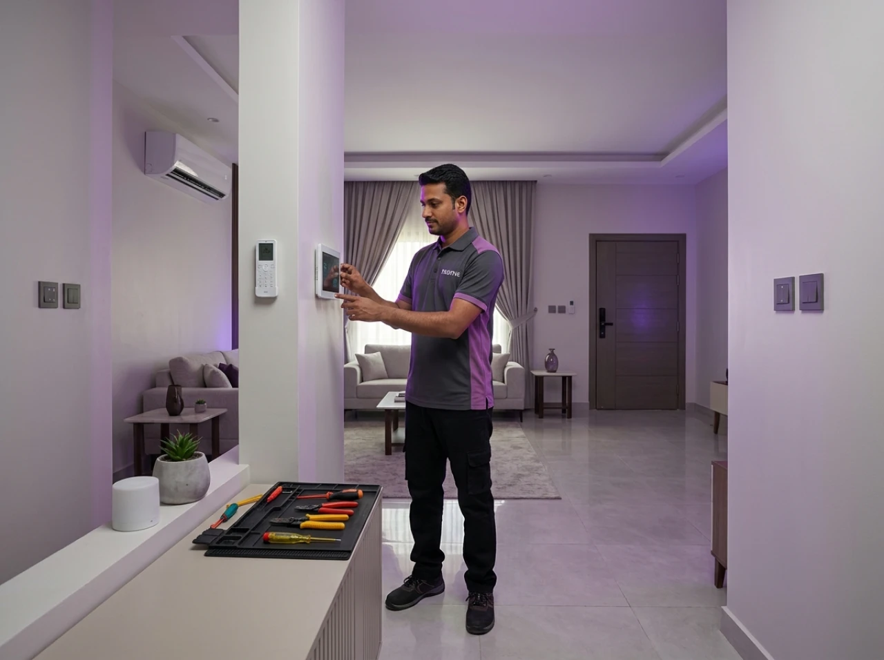 خدمة باقة المنزل الذكي — تركيب وربط بتطبيق واحد